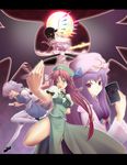  any_(trueblue) bad_id bad_pixiv_id between_fingers blue_hair book braid china_dress chinese_clothes dress flandre_scarlet hat hong_meiling izayoi_sakuya knife letterboxed long_hair maid moon multiple_girls patchouli_knowledge purple_hair red_hair remilia_scarlet ribbon short_hair silver_hair touhou wings 