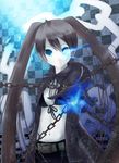  bad_id bad_pixiv_id belt black_hair black_rock_shooter black_rock_shooter_(character) blue_eyes chain kazumi1904 long_hair midriff shorts solo twintails 