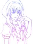  artist_request gradient hat long_hair lowres macross macross_frontier monochrome purple school_uniform sheryl_nome solo 