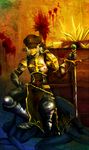  aqua_eyes armor artist_request blood hat lord_knight male_focus ragnarok_online silver_hair solo sword weapon 