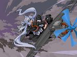  aircraft airplane long_hair mof mof's_silver_haired_twintailed_girl oekaki original solo 