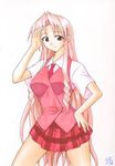  lowres mahora_academy_middle_school_uniform mahou_sensei_negima! mikagami_sou naba_chizuru plaid plaid_skirt school_uniform skirt solo 