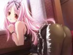  ass garden_(game) gothic_lolita hair_ribbon himemiya_ruri lolita_fashion long_hair miyama-zero panties panties_under_pantyhose pantyhose pink_hair red_eyes ribbon skirt solo underwear white_panties 