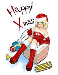  blonde_hair blue_eyes boots christmas copyright_request elbow_gloves gloves hat k+ red_gloves santa_costume santa_hat solo 