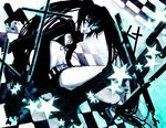  bad_id bad_pixiv_id black_hair black_rock_shooter black_rock_shooter_(character) chain cross latin_cross long_hair midriff navel shibuya solo twintails 