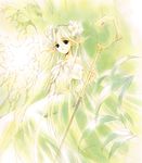  absurdres bare_shoulders flower highres long_hair nanase_aoi nature original pointy_ears solo staff very_long_hair 