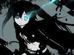  bad_id bad_pixiv_id black_rock_shooter black_rock_shooter_(character) blue_eyes chain long_hair midriff shirataki_nako solo twintails 