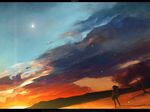  bad_id bad_pixiv_id chitose_rin cloud landscape lens_flare letterboxed light original scenery school_uniform sky solo star_(sky) sun sunset 
