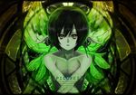  bad_id bad_pixiv_id black_hair bug butterfly chitose_rin insect letterboxed machine original pointy_ears short_hair solo topless wings yellow_eyes 