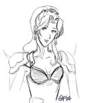  final_fantasy final_fantasy_iv greyscale monochrome rosa_farrell sketch solo 