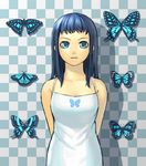  blue blue_eyes blue_hair bug butterfly camisole copyright_request insect k+ solo 