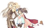  anise_tatlin artist_request brown_hair cape closed_eyes gloves hairband long_hair multiple_girls natalia_luzu_kimlasca_lanvaldear pantyhose short_hair tales_of_(series) tales_of_the_abyss tear_grants thighhighs twintails 