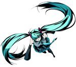  bad_id bad_pixiv_id blue_eyes blue_hair crazy_eyes detached_sleeves hatsune_miku long_hair makuro necktie skirt solo thighhighs twintails vocaloid 