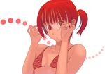  bikini glasses kiriman_(souldeep) original red_eyes red_hair simple_background solo swimsuit upper_body white_background 