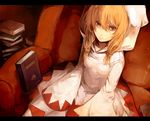  bad_id bad_pixiv_id blonde_hair book brown_eyes cloak couch final_fantasy final_fantasy_tactics hood letterboxed long_hair riku_(wana) sitting sleeves_past_wrists solo white_mage white_mage_(fft) 
