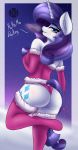  anthro anthrofied butt christmas clothing dress equine female friendship_is_magic holidays horn invalid_tag legwear mammal my_little_pony rarity_(mlp) socks trentgt unicorn 