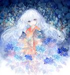  blue_eyes blue_hair bonnou-s-rice faux_traditional_media japanese_clothes kimono long_hair original solo 