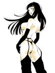  ass back bad_id bad_pixiv_id black_gloves black_hair black_legwear breasts elbow_gloves flat_ass garter_belt gloves highleg highleg_panties hyuuga_hinata large_breasts lips long_hair naruto naruto_(series) nipples panties purple_eyes simple_background solo thighhighs thong topless underwear underwear_only white_background yukino_(0722) 