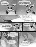  black_and_white blind charizard comic dialog dialogue eeveelution fangs glaceon greyscale male monochrome nintendo pok&#233;mon pok&eacute;mon snow tderek99 text video_games wings 