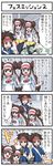  /\/\/\ 2boys 2girls 4koma :d blue_eyes bouncing_breasts breasts clone closed_eyes comic crossed_arms directional_arrow double_bun dual_persona empty_eyes hand_on_hip kyouhei_(pokemon) long_hair medium_breasts mei_(pokemon) motion_lines multiple_boys multiple_girls open_mouth pantyhose pokemoa pokemon pokemon_(game) pokemon_bw2 running skirt smile speech_bubble stairs talking translated twintails very_long_hair yellow_skirt 