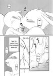  blush comic drooling english_text eyes_closed french_kissing gay holding king_kazuma kissing lagomorph male mammal manga nude rabbit rodent saliva sitting size_difference squirrel summer_wars text translated unknown_artist 