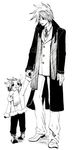  age_difference child father_and_son hand_holding kratos_aurion lloyd_irving monochrome short_hair smile tales_of_(series) tales_of_symphonia 