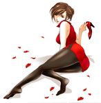  black_legwear black_pantyhose looking_at_viewer meiko petals rose_petals toyu vocaloid wink 