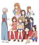  brown_eyes brown_hair cardigan dress green_eyes grey_hair hair_ornament hairclip honda_mio hood hooded_track_jacket idolmaster idolmaster_cinderella_girls jacket japanese_clothes jewelry kimono kimura_natsuki koseki_reina long_hair long_legs mimura_kanako moroboshi_kirari multiple_girls necklace purea sasaki_chie school_uniform shibuya_rin shiomi_shuuko short_hair skirt star star_hair_ornament track_jacket twintails yanase_miyuki yellow_eyes 