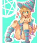  aqua_background bad_id bad_pixiv_id bare_shoulders blonde_hair blue_footwear blush_stickers boots breasts choker dark_magician_girl duel_monster dyson_(edaokunnsaikouya) fang green_eyes hat heart jewelry large_breasts long_hair necklace open_mouth panties pentacle pentagram solo underwear witch_hat yuu-gi-ou yuu-gi-ou_duel_monsters 