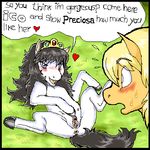  &lt;3 anus black_hair blonde_hair blush cub dialog english_text equine female feral hair hooves horse ico_the_brave_little_horse long_hair mammal mariano pussy teats text tiara young 