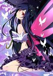  accel_world akishima_kei bad_id bad_pixiv_id black_hair bug butterfly butterfly_wings detached_sleeves elbow_gloves gloves insect kneeling kuroyukihime long_hair red_eyes solo umbrella very_long_hair wings 