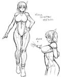  arms_behind_back ayane_(doa) bdsm blush bodysuit bondage bound bound_arms breast_bondage breasts covered_nipples dead_or_alive dr.p greyscale hand_on_hip headband large_breasts monochrome shibari short_hair sketch translation_request 