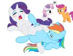  cub cutie_mark equine female feral friendship_is_magic group horn lesbian mammal megasweet moan my_little_pony open_mouth pegasus plain_background pussy rainbow_dash_(mlp) rarity_(mlp) scootaloo_(mlp) sweetie_belle_(mlp) tribadism unicorn white_background wings young 