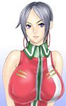  1girl bare_shoulders blue_eyes breasts earrings grey_hair innes_lorenz jewelry lipstick makeup short_hair tales_of_(series) tales_of_hearts toryuu 