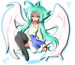  ahoge duel_monster effect_veiler green_eyes green_hair long_hair thighhighs utubo25 wings yu-gi-oh! yuu-gi-ou_duel_monsters 