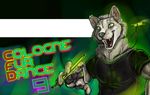 black_shirt canine cologne_fur_dance cologne_furdance dancing excited eyebrow_piercing facial_piercing glowing glowstick green_eyes looking_up male mammal necklace nightclub open_mouth pawprint piercing poster rave shirt_logo smile snow-wolf solo text wolf 