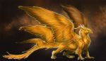  2019 avian brown_fur claws digital_media_(artwork) feathered_wings feathers feral fur gryphon horn isvoc simple_background solo standing wings 