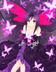  accel_world antenna_hair bare_shoulders black_hair brown_eyes bug butterfly butterfly_wings elbow_gloves gloves highres insect kuroyukihime long_hair solo wings 
