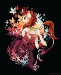  amber_eyes autumn_blaze_(mlp) black_background female friendship_is_magic kirin my_little_pony nirik sambaneko silhouette simple_background smile solo 