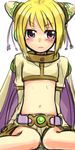  blonde_hair cape duel_monster esper_girl midriff psy_girl purple_eyes shorts yu-gi-oh! yuu-gi-ou_duel_monsters 