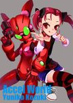  :q accel_world dual_persona green_eyes gun kouzuki_yuniko red_eyes red_hair redlion scarlet_rain short_twintails shorts striped striped_legwear thighhighs tongue tongue_out twintails weapon 