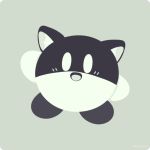  1other animal_ears cat_ears copy_ability cosplay full_body kirby kirby_(series) looking_at_viewer mask monochrome morgana_(persona_5) morgana_(persona_5)_(cosplay) nintendo open_mouth persona persona_5 rizu_(rizunm) simple_background smile solo super_smash_bros. super_smash_bros._ultimate 