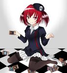  absurdres card cards duel_monster hat high_heels highres pantyhose red_eyes red_hair shoes skirt skull tour_guide_from_the_underworld twintails yu-gi-oh! yuu-gi-ou_(card) yuu-gi-ou_duel_monsters 