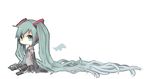  bad_id bad_pixiv_id beni_shouga_(benisyouga0612) chibi detached_sleeves hatsune_miku long_hair looking_at_viewer mini_wings necktie simple_background sitting skirt sleeves_past_wrists solo twintails very_long_hair vocaloid white_background 