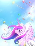  clouds equine female feral friendship_is_magic horn horse kite madmax mammal my_little_pony pony princess_cadance_(mlp) princess_cadence_(mlp) purple_eyes royal royalty sky winged_unicorn wings 