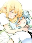  aislinn_wishart behind_ear blonde_hair blush chiru closed_eyes drooling hug kosegawa_shiromi lying multiple_girls saki short_hair sleeping smile white_hair 