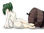  akudato ass bare_legs barefoot bucket green_eyes green_hair kisume long_sleeves looking_back older short_hair solo touhou twintails wide_sleeves wooden_bucket 