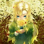  bad_id bad_pixiv_id blonde_hair blue_eyes flower ib long_hair mary_(ib) neopara rose solo yellow_flower yellow_rose 