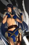  armor black_hair deviantart_sample elf faulds gloves image_sample judith kazakami_yuu midriff navel pointy_ears polearm rope tales_of_(series) tales_of_vesperia thighhighs weapon 