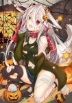  animal_ears bandages feet halloween heterochromia moai21 tail thighhighs torn_clothes 